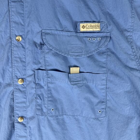 Columbia PFG Shirt Men XL Blue Vented Performance Fishing Lightweight Offshore - Picture 3 of 10